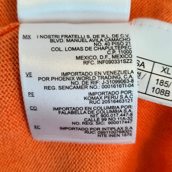 Brooks Brothers “346” Supima Cotton Orange V-Neck Sleeveless Vest size XLarge - Picture 8 of 8